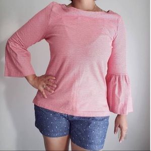 J.Crew Striped Bell-sleeve Blouse